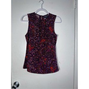 Chaps by Ralph Lauren Purple Paisley Keyhole Sleeveless Top Size M